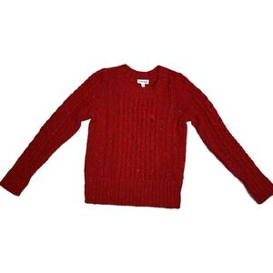ST JOHNS BAY Red Speckled Cable Knit Wool Blend Sweater Size Men M